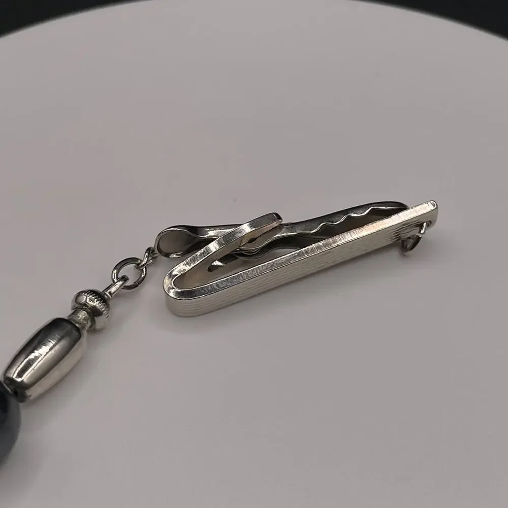 Vintage Silver Tone Jockey Riding Whip Tie Clip Bar Equestrian Horse Racing